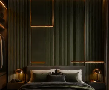 Charcoal wall panels for premium bedroom interiors