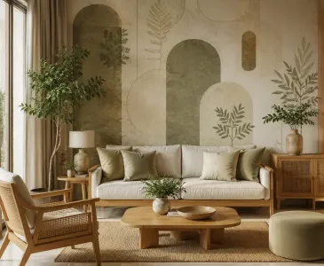 Premium designer wallpaper installed by Vastu Decor in Noida