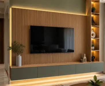 Timber tube wall panel installation in Noida