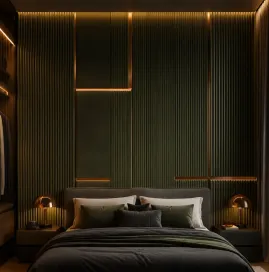 Charcoal wall panels for premium bedroom interiors